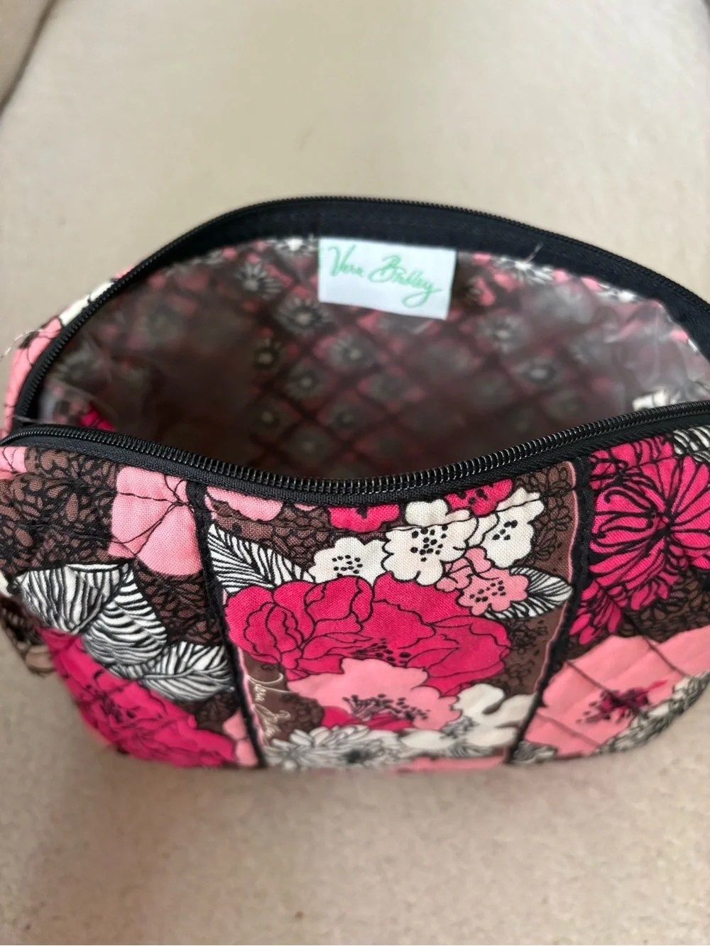 Vera Bradley Mocha Rouge Make Up bag
